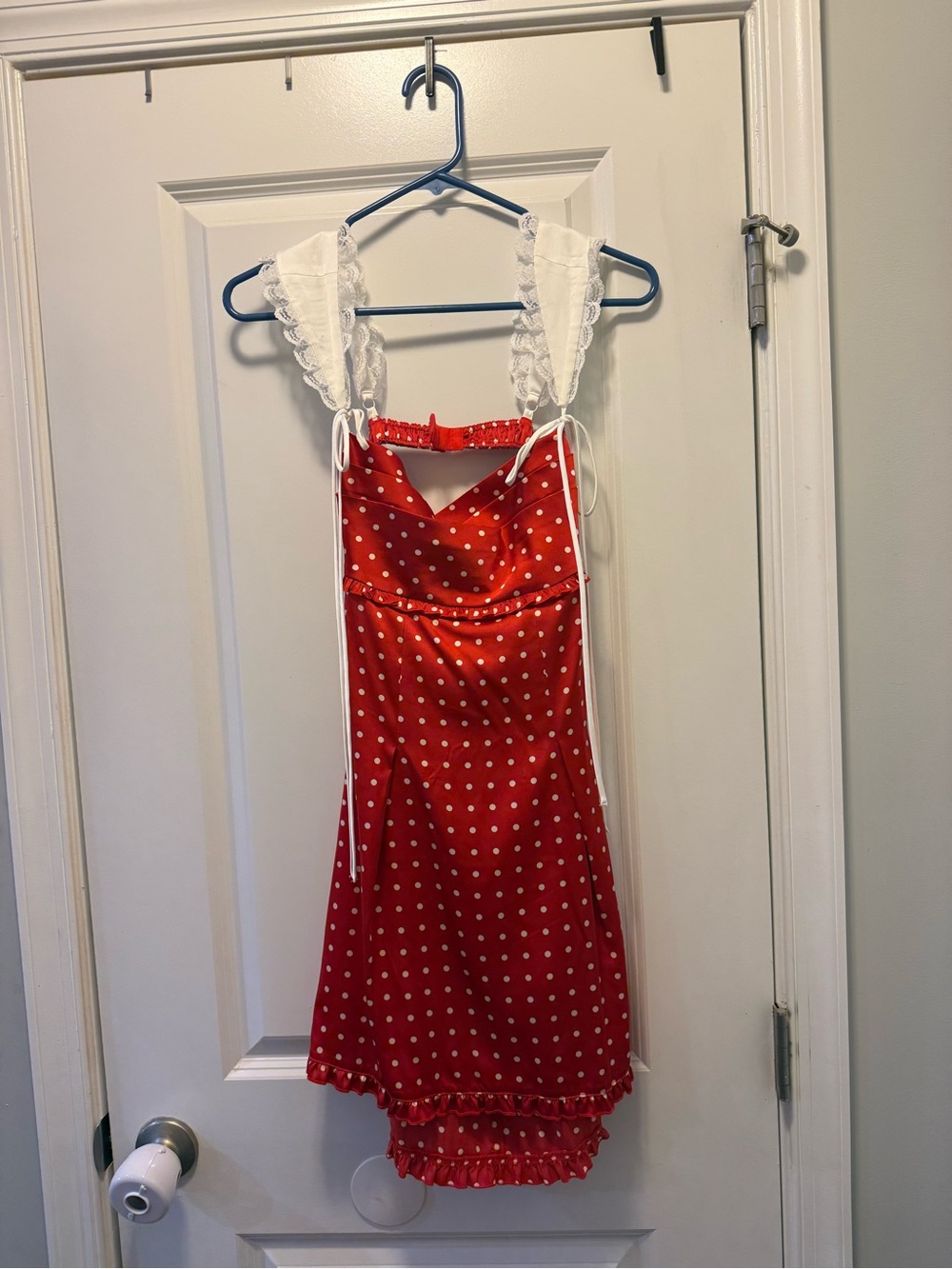 For Love and Lemons Red Polka Dot Satin Dress